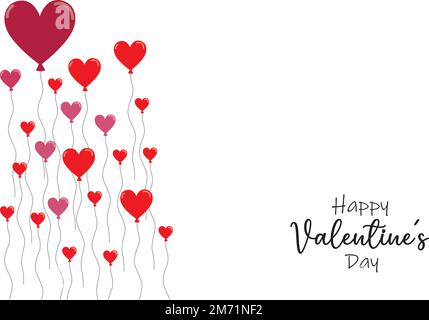 Red hearts in balloon shape on a white background with copy space Stock Vector