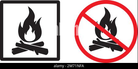 Prohibition  and permission fire sign on a white background Stock Vector