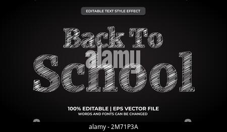 Back to school text, chalk style editable text effect Stock Vector