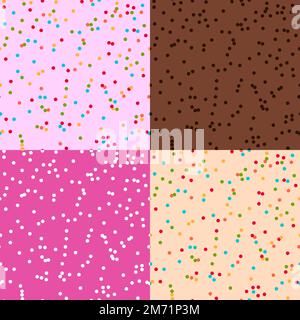 Set of sprinkles seamless pattern. Colorful sprinkles on solid background repeating pattern design. Vector illustration Stock Vector