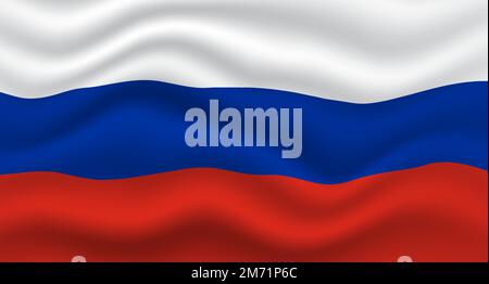 Waved russia flag. Vector realistic illustration of Russia flag. Vector illustration Stock Vector