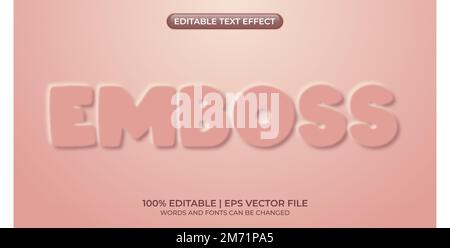 Editable text style effect. Emboss theme style. 3d Embossed Vector text style effect Stock Vector