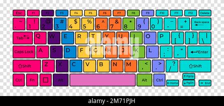 Computer keyboard button layout template with letters for graphic use. Vector illustration Stock Vector