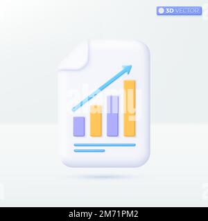 Document and column graph icon symbols. Project task management, financial success, business concept. 3D vector isolated illustration design. Cartoon Stock Vector