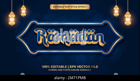 Ramadan kareem editable text effect Stock Vector