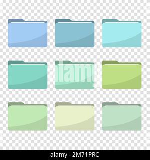 Folder icons set. All type of document, file formats vector illustration symbols collection. Computer folder, folders sign Stock Vector
