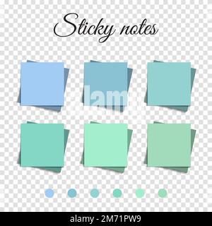 Multicolor post it notes isolated background. Colored sticky note set. Vector realistic illustration. Sticky note collection Stock Vector