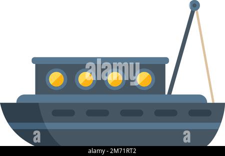 Delivery fish boat icon flat vector. Fishing sea. Water sail isolated Stock Vector