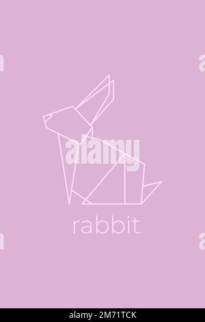 Rabbit origami. Abstract line art rabbit logo design. Animal origami. Animal line art.Pet shop outline illustration. Vector illustration Stock Vector