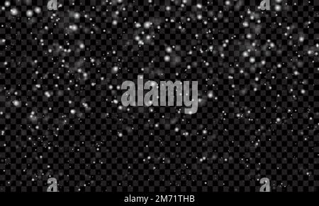Falling snow flakes banner. White snowflakes flying in the air. Snow flakes, snow background. Winter snowfall illustration Stock Vector