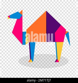Camel origami. Abstract colorful vibrant camel logo design. Animal origami. Vector illustration Stock Vector
