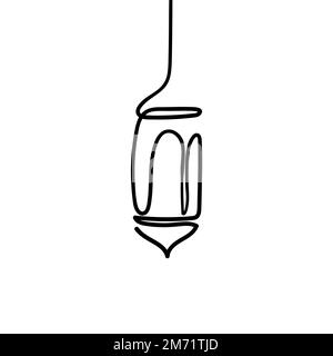 Continuous line drawing of lantern for ramadan kareem. Vector illustration Stock Vector