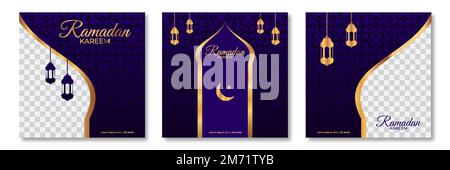 Set of Ramadan sale banner template. Ramadan Sale Banner Template Design with photo collage. Suitable for social media post, instagram and web interne Stock Vector