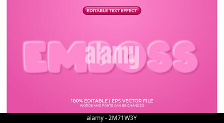 Editable text style effect. Emboss theme style. 3d Embossed Vector text style effect Stock Vector