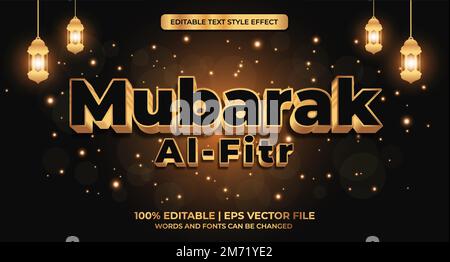 3d mubarak al fitr text effect editable text style. Luxury Eid Mubarak Text Effect. Vector illustration Stock Vector