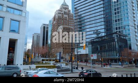 Street corner at Vancouver downtown waterfront - VANCOUVER - CANADA ...
