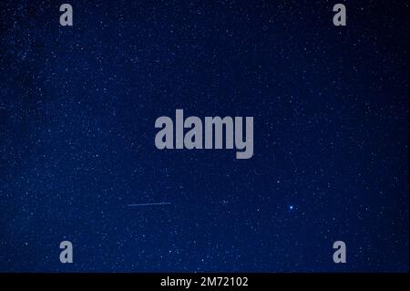 stars on the background of the night starry sky with the milky way. Blue background with galaxies, nebulae and the universe Stock Photo