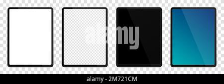 Realistic models tablet. Tablet mockup collection. Modern black tablet pc. Device front view. 3D tablet. Vector illustration Stock Vector
