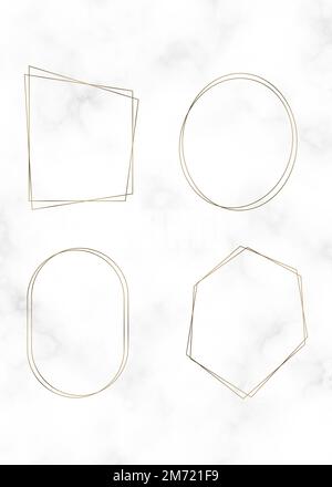 Golden polygon frame vector set Stock Vector