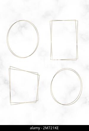 Golden polygon frame vector set Stock Vector