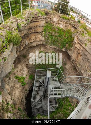 Puebla, Puebla, 09 18 22,   look at the center of the Cuexcomate Volcano without people, mountain stairs Stock Photo
