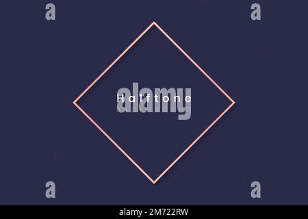 Rhombus frame on halftone navy blue background vector Stock Vector