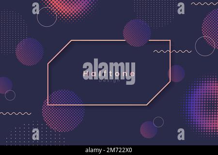 Rectangle frame on halftone navy blue background vector Stock Vector