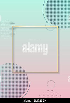 Square frame on halftone blue and pink background vector Stock Vector