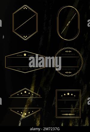 Gold badges on black background vector collection Stock Vector Image ...