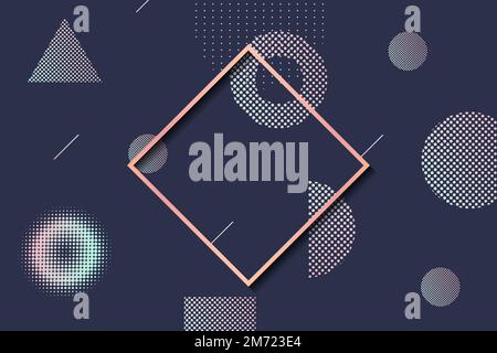 Rhombus halftone navy blue background vector Stock Vector