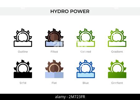Hydro power icon in different style. Hydro power vector icons designed in outline, solid, colored, filled, gradient, and flat style. Symbol, logo illu Stock Vector