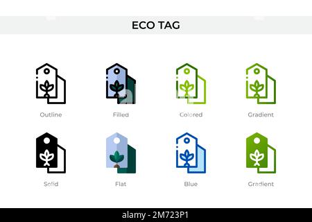 Eco tag icon in different style. Eco tag vector icons designed in outline, solid, colored, filled, gradient, and flat style. Symbol, logo illustration Stock Vector
