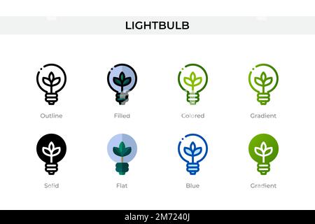 Lightbulb icon in different style. Lightbulb vector icons designed in outline, solid, colored, filled, gradient, and flat style. Symbol, logo illustra Stock Vector