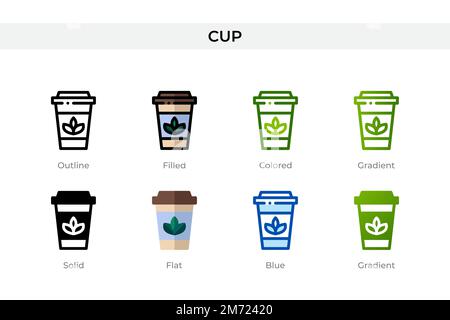 Cup icon in different style. Cup vector icons designed in outline, solid, colored, filled, gradient, and flat style. Symbol, logo illustration. Vector Stock Vector