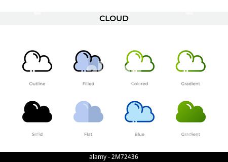 Cloud icon in different style. Cloud vector icons designed in outline, solid, colored, filled, gradient, and flat style. Symbol, logo illustration. Ve Stock Vector