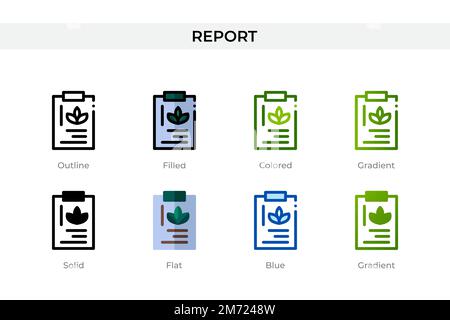 Report icon in different style. Report vector icons designed in outline, solid, colored, filled, gradient, and flat style. Symbol, logo illustration. Stock Vector