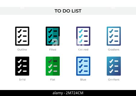 To Do List icon in different style. To Do List vector icons designed in outline, solid, colored, filled, gradient, and flat style. Symbol, logo illust Stock Vector