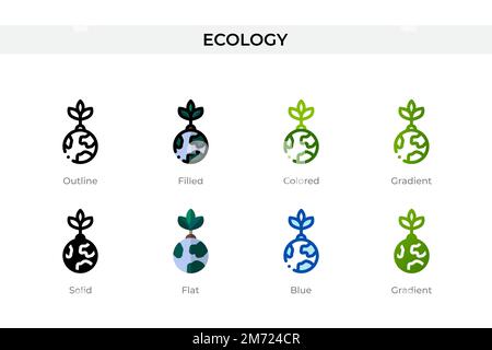 Ecology icon in different style. Ecology vector icons designed in outline, solid, colored, filled, gradient, and flat style. Symbol, logo illustration Stock Vector