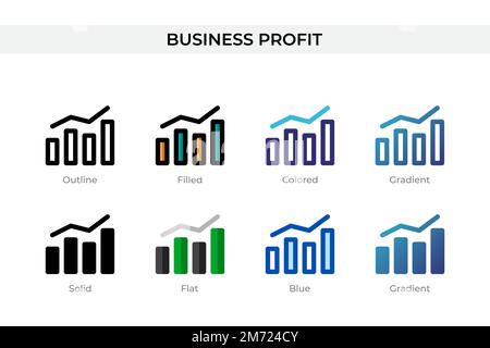 Business Profit icon in different style. Business Profit vector icons designed in outline, solid, colored, filled, gradient, and flat style. Symbol, l Stock Vector