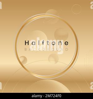 Round frame on halftone golden background vector Stock Vector