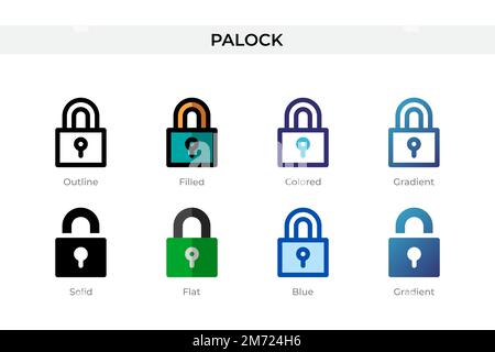 Palock icon in different style. Palock vector icons designed in outline, solid, colored, filled, gradient, and flat style. Symbol, logo illustration. Stock Vector