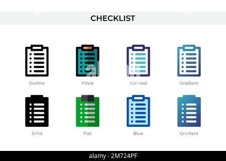 Checklist icon in different style. Checklist vector icons designed in outline, solid, colored, filled, gradient, and flat style. Symbol, logo illustra Stock Vector