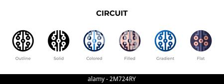 Circuit icon in different style. Circuit vector icons designed in outline, solid, colored, filled, gradient, and flat style. Symbol, logo illustration Stock Vector