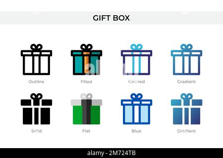 Gift Box icon in different style. Gift Box vector icons designed in outline, solid, colored, filled, gradient, and flat style. Symbol, logo illustrati Stock Vector