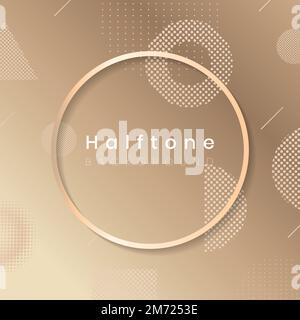 Round frame on halftone brown background vector Stock Vector