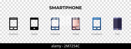 Smartphone icon in different style. Smartphone vector icons designed in outline, solid, colored, filled, gradient, and flat style. Symbol, logo illust Stock Vector