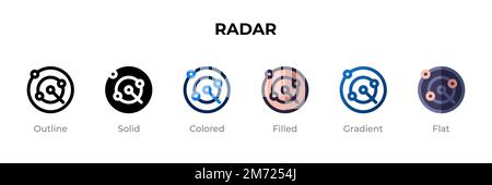 Radar icon in different style. Radar vector icons designed in outline, solid, colored, filled, gradient, and flat style. Symbol, logo illustration. Ve Stock Vector