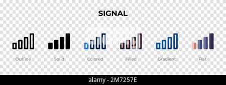 Signal icon in different style. Signal vector icons designed in outline, solid, colored, filled, gradient, and flat style. Symbol, logo illustration. Stock Vector
