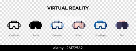 Virtual Reality icon in different style. Virtual Reality vector icons designed in outline, solid, colored, filled, gradient, and flat style. Symbol, l Stock Vector