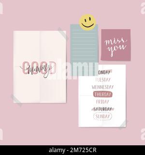 Cute weekdays with blank paper vector Stock Vector